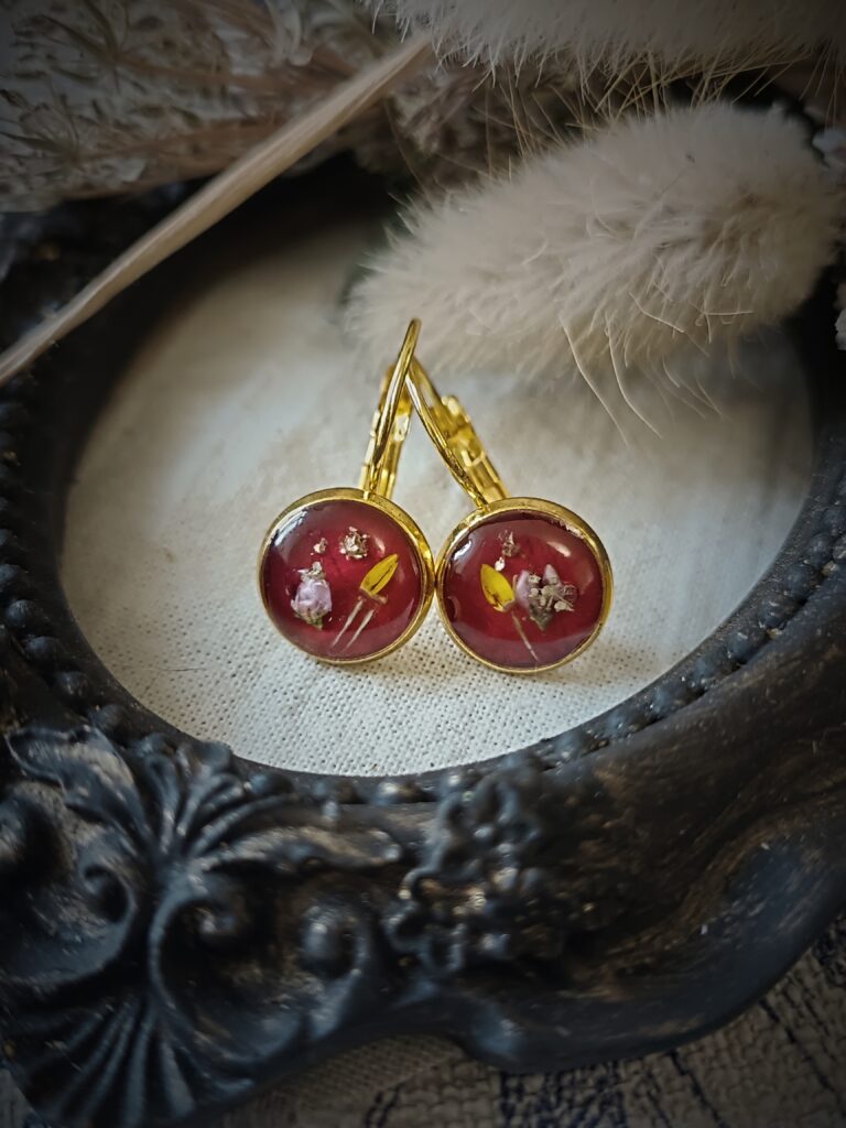 Boucles d&rsquo;oreilles fleur séchées