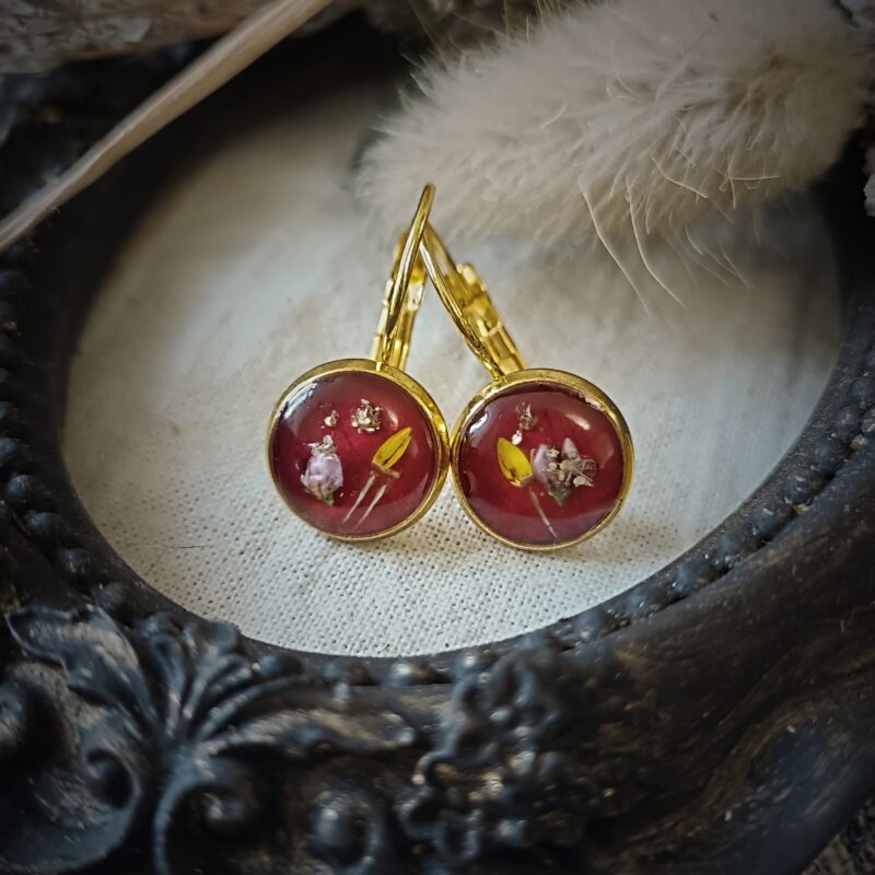 Boucles d&rsquo;oreilles fleur séchées